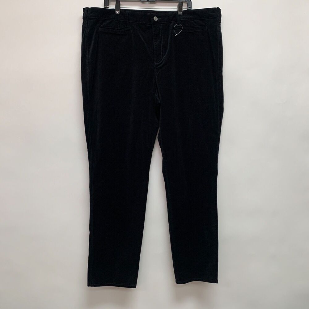 Lands' End Women's Pants Size‎ 24W Black Velour High Rise Slim Leg NWT